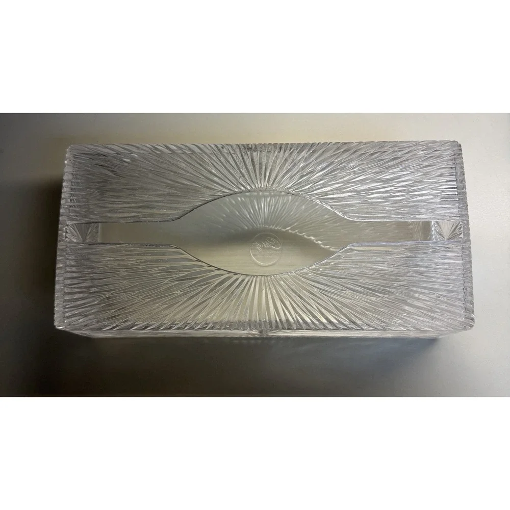 Celebrity Inc Art Deco Lucite Tissue Box Cover Clear Acrylic 10